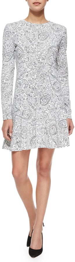 Tory Burch Long-Sleeve Doodle-Print Dress ($195)