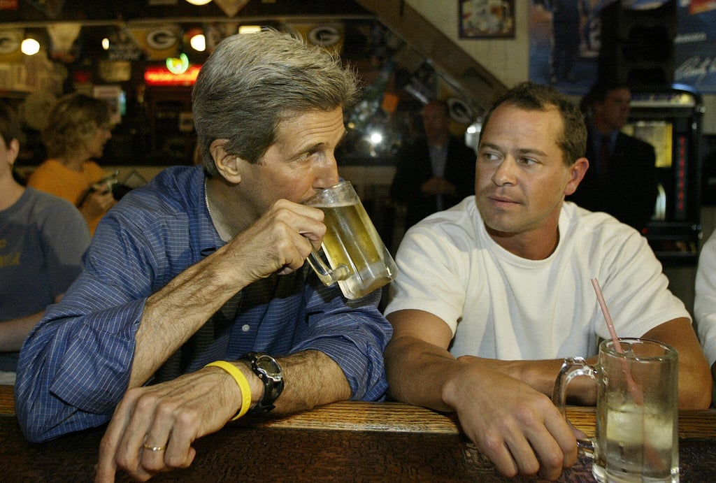 Former presidential candidate and current Secretary of State John Kerry threw back a cold one on the 2004 campaign trail.