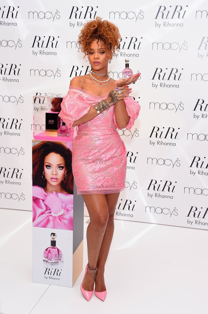 Showing Off Her Shoulders in a Poufy-Sleeved Pink Dress