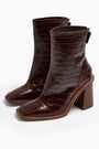 Topshop Hertford Leather Burgundy Croc Print Boots