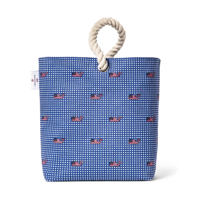 Flag Whale and Gingham Wine Tote