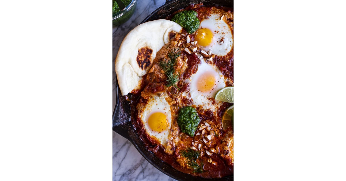 IndianStyle Baked Eggs With Green Harissa and Naan Best Egg Recipes