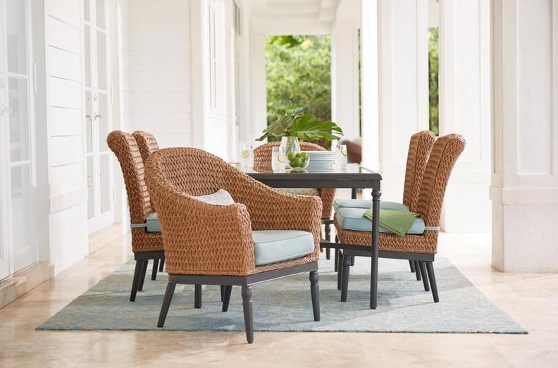 Camden Light Brown 7-Piece Wicker Outdoor Dining Set