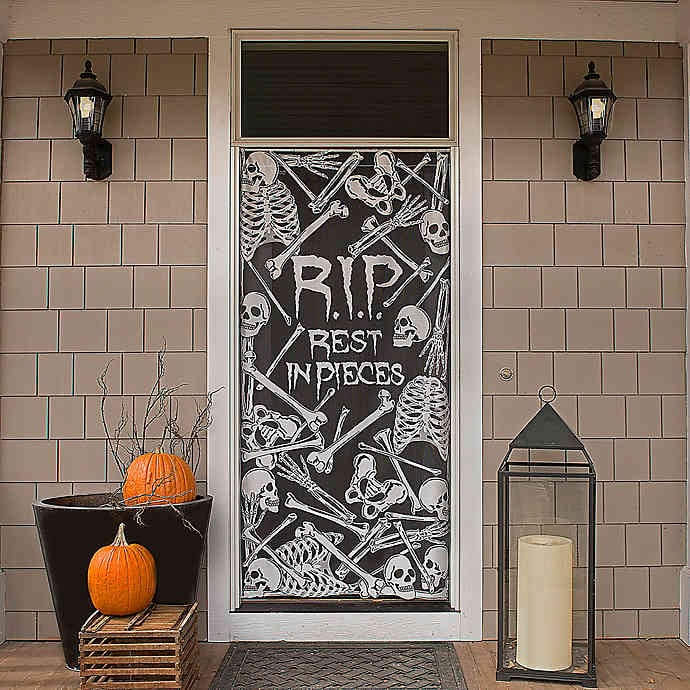 Heritage Lace Halloween Skeleton "Rest in Pieces" Window Curtain Panel