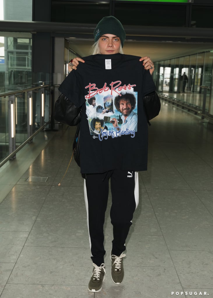 Cara Delevingne in Bob Ross T-Shirt