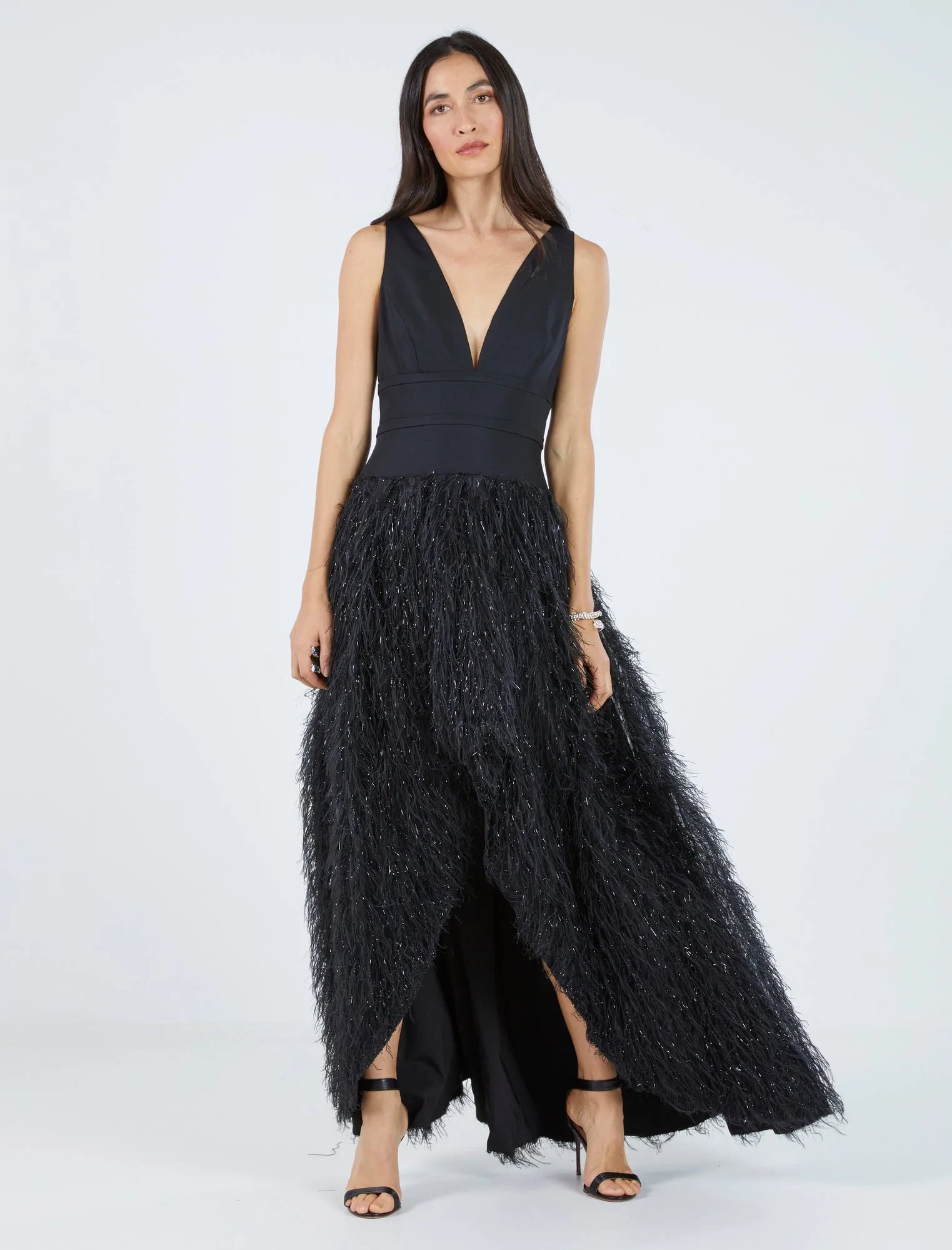 Halston heritage sales feather boucle gown