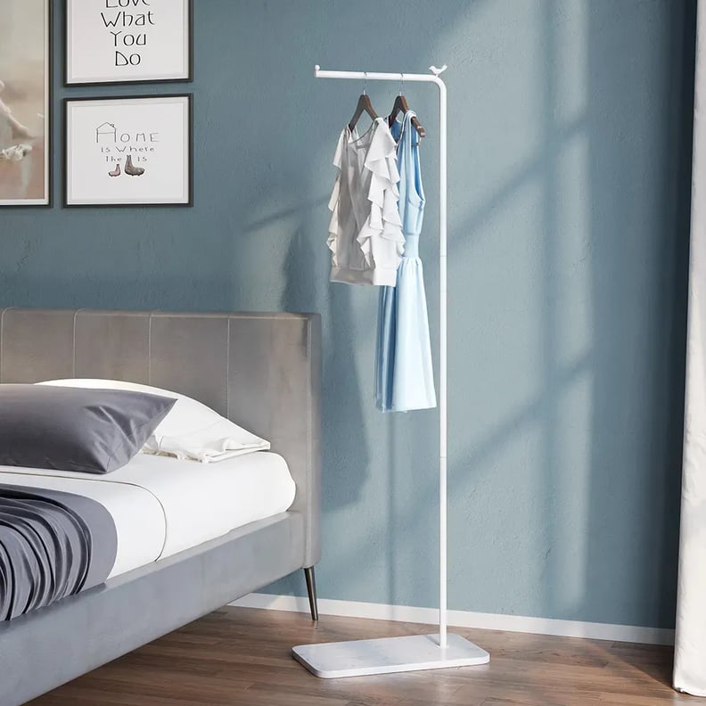 For Small Spaces: Modern White Corner Clothing Garment Rack
