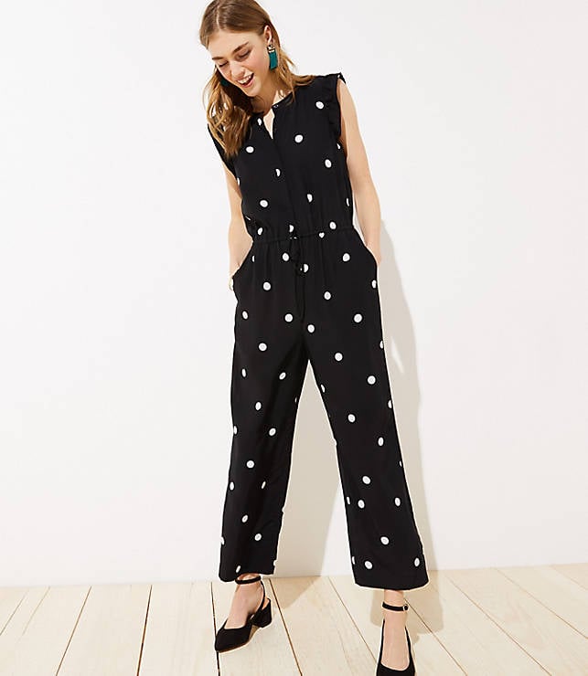 Loft Dotted Flutter Drawstring Jumpsuit | Best Jumpsuits on Sale Summer ...