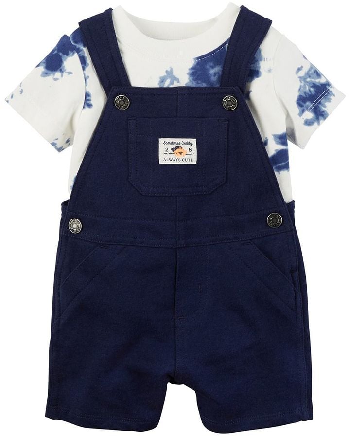 Baby Tie-Dye Tee and Solid Shortalls Set
