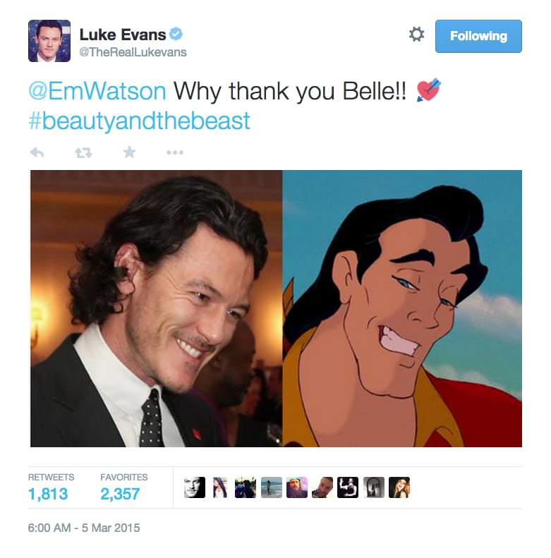 Luke Evans tweeted back with a thanks and a photo collage he might have made himself.