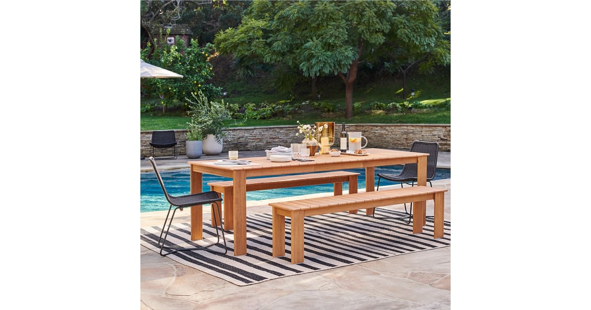 West Elm Playa Outdoor Dining Table & Benches Set Aurora James