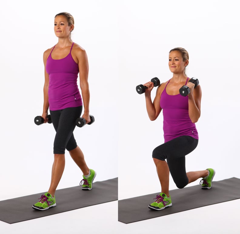 Alternating Forward Lunges With Bicep Curls