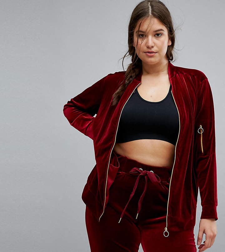 Nola Velour Track Jacket In Burgundy