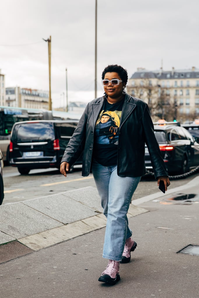 A leather jacket looks even cooler when styled with a graphic-print tee.