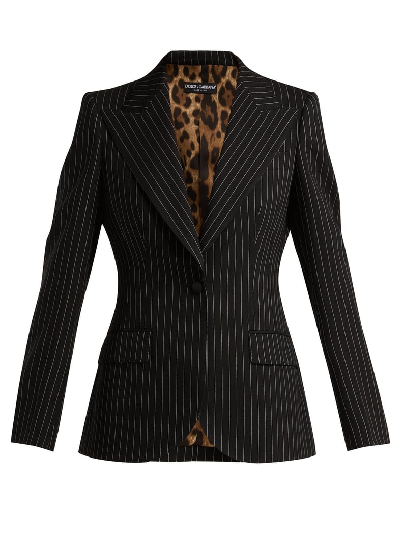 Dolce & Gabbana Single Breasted Pinstripe Wool Blazer