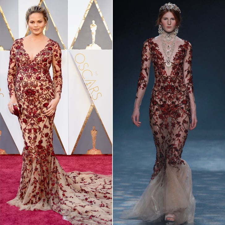 Chrissy Teigen S Marchesa Dress At Oscars 2016 Popsugar Fashion