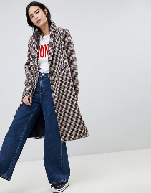 Bershka Check Car Coat