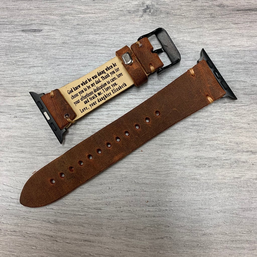 Monogrammed Vintage Leather Watch Band