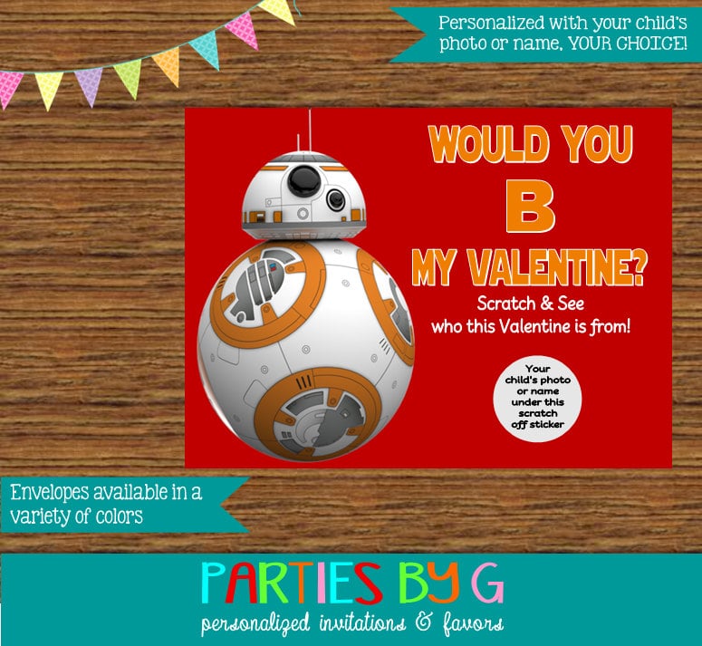 Star Wars BB-8 Valentine's Day Scratch Off Cards