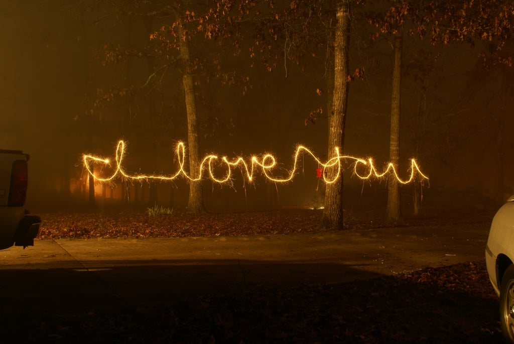 Take a photo at night using time-lapse, and write it out in the sky.