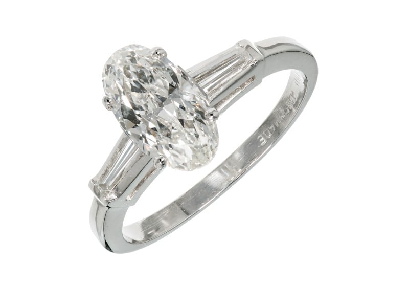 True Facet Platinum Oval Diamond Engagement Ring