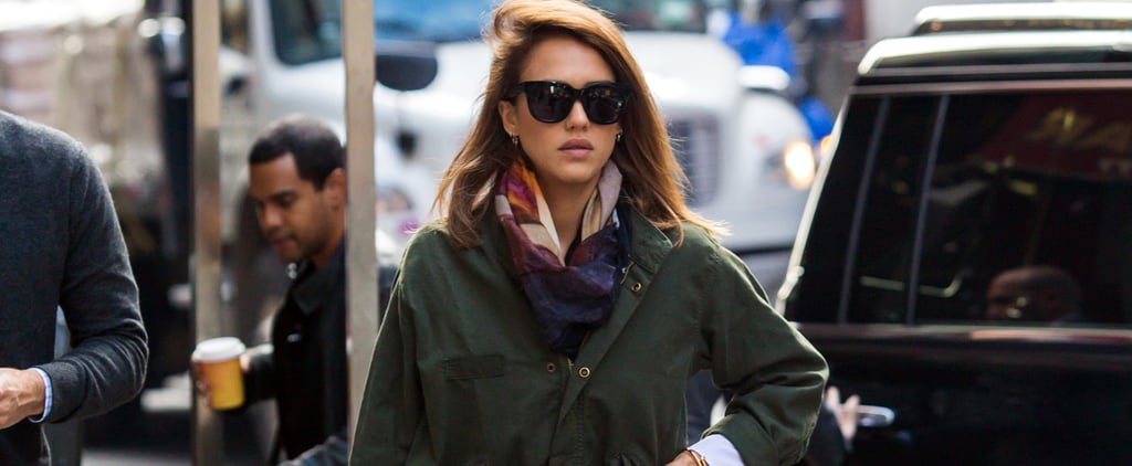 Jessica Alba Adds Pop of Color to Outfit October 2015