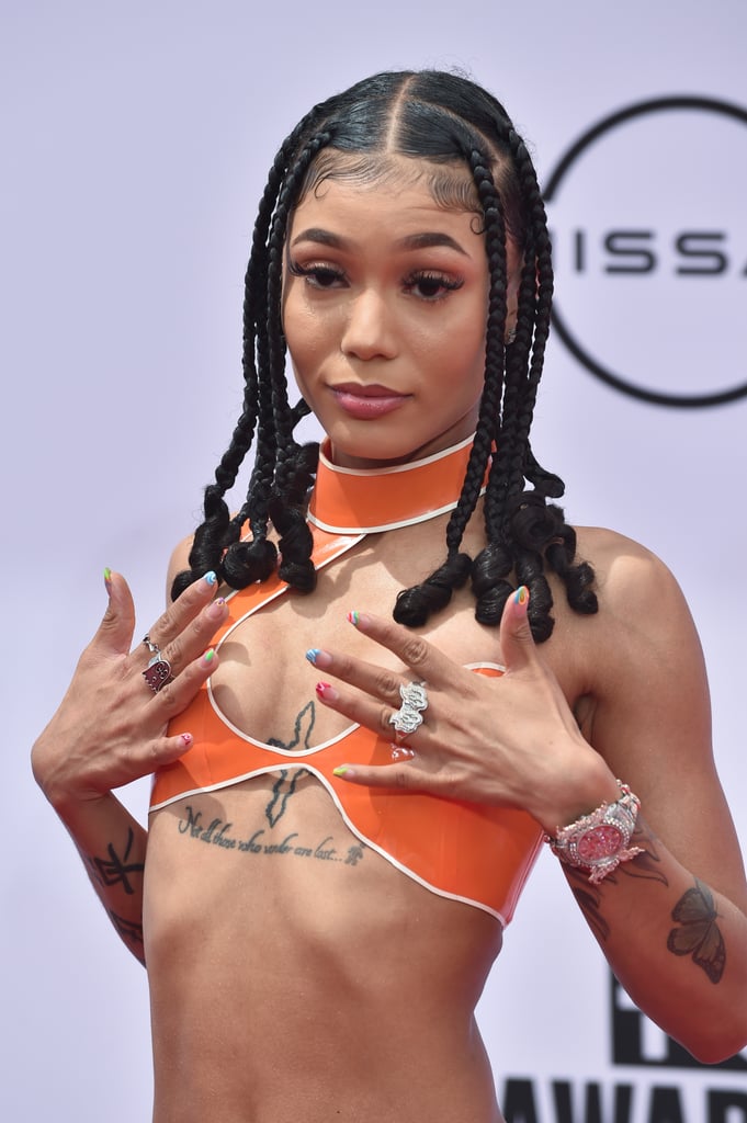 Coi Leray's Multicoloured Swirl French Manicure at the 2021 BET Awards