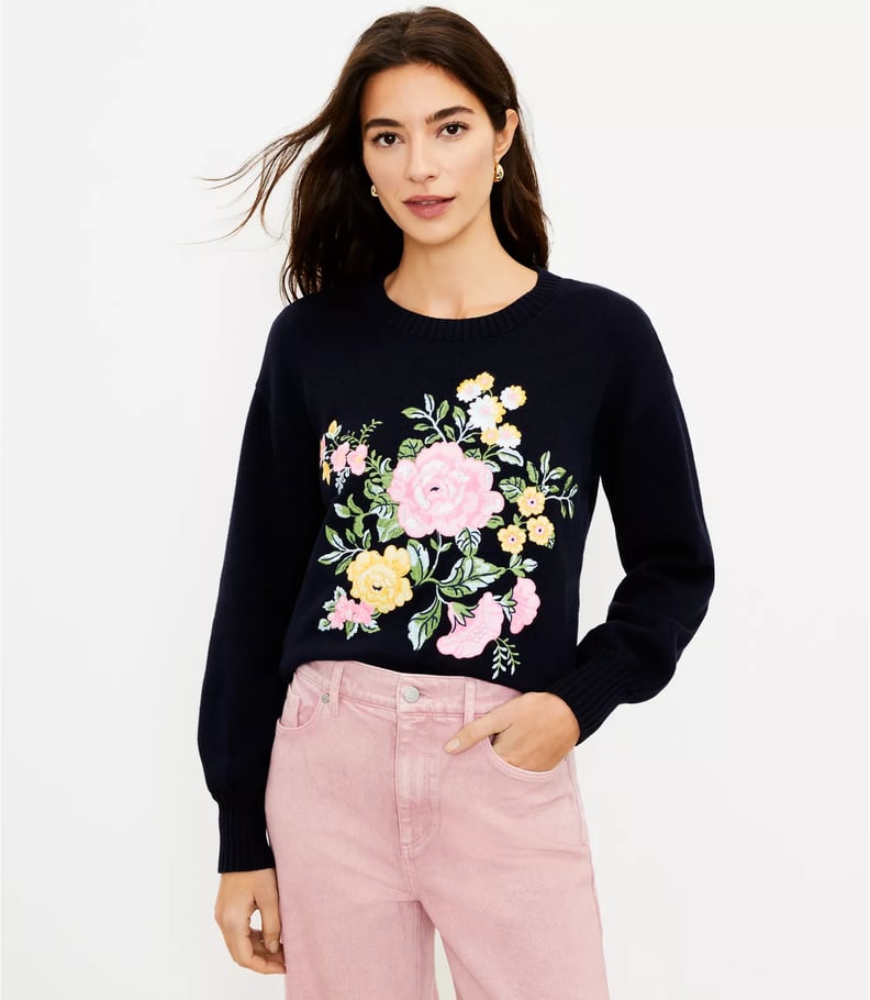 March Must Have: Loft Floral Embroidered Sweater