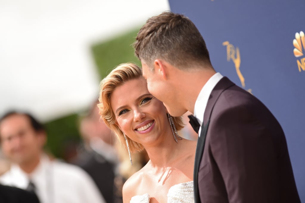 Scarlett Johansson and Colin Jost at the 2018 Emmys