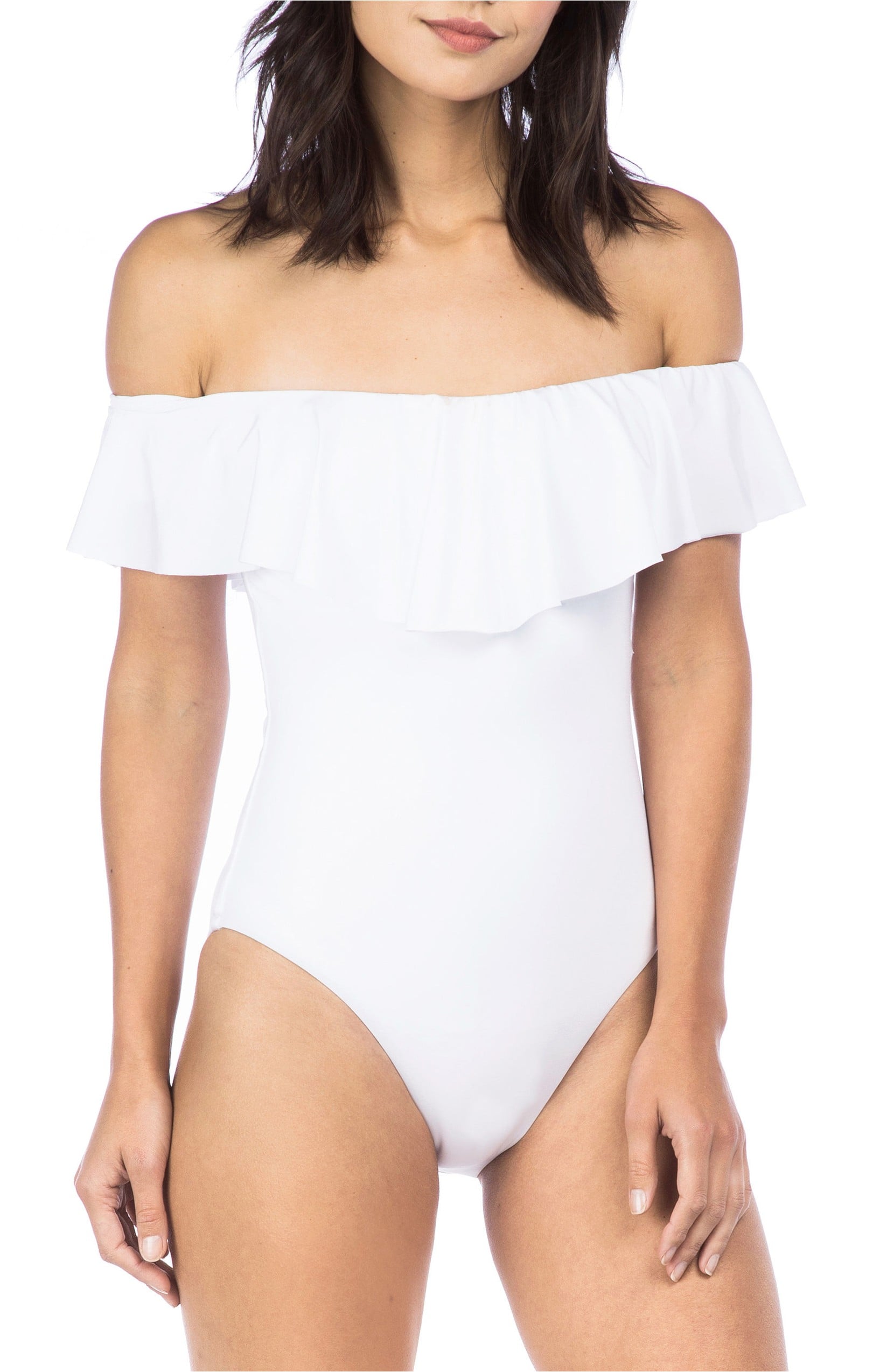 Trina turk off shoulder swimsuit Clearance