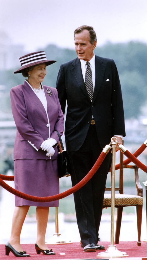 Queen Elizabeth II with George Bush at the White House in 1991