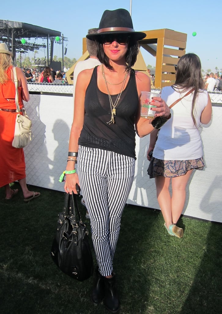 Striped pants completed this rocker-chic look.
Source: Chi Diem Chau