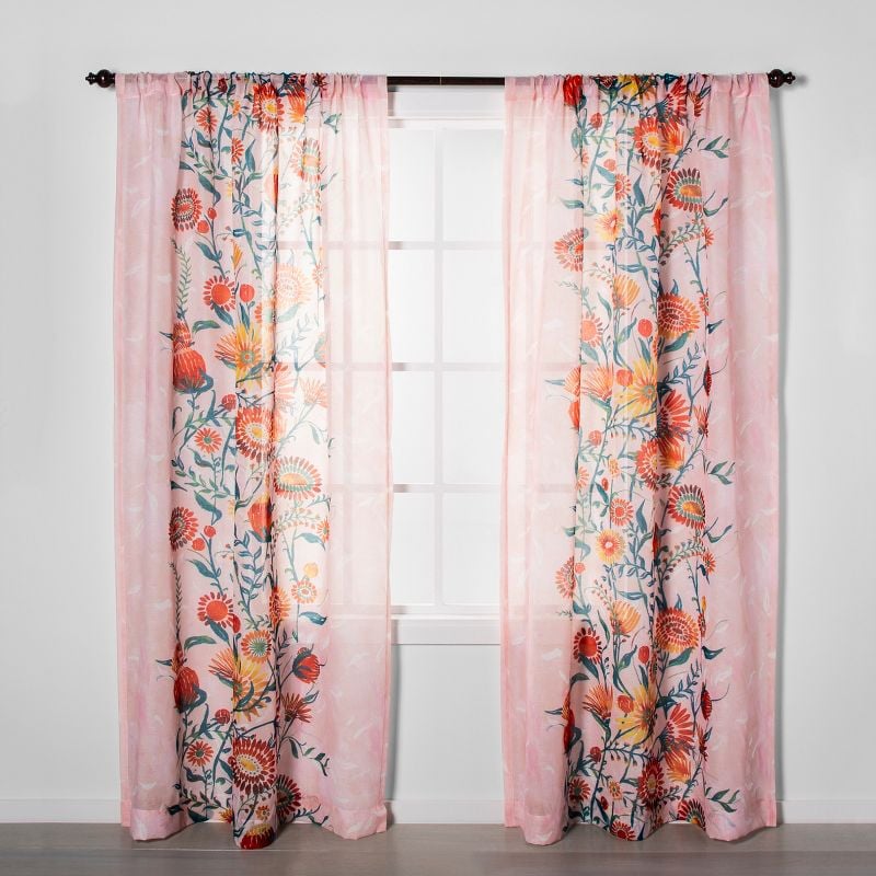 Opalhouse Sheer Floral Daisy Curtain Panel Pink