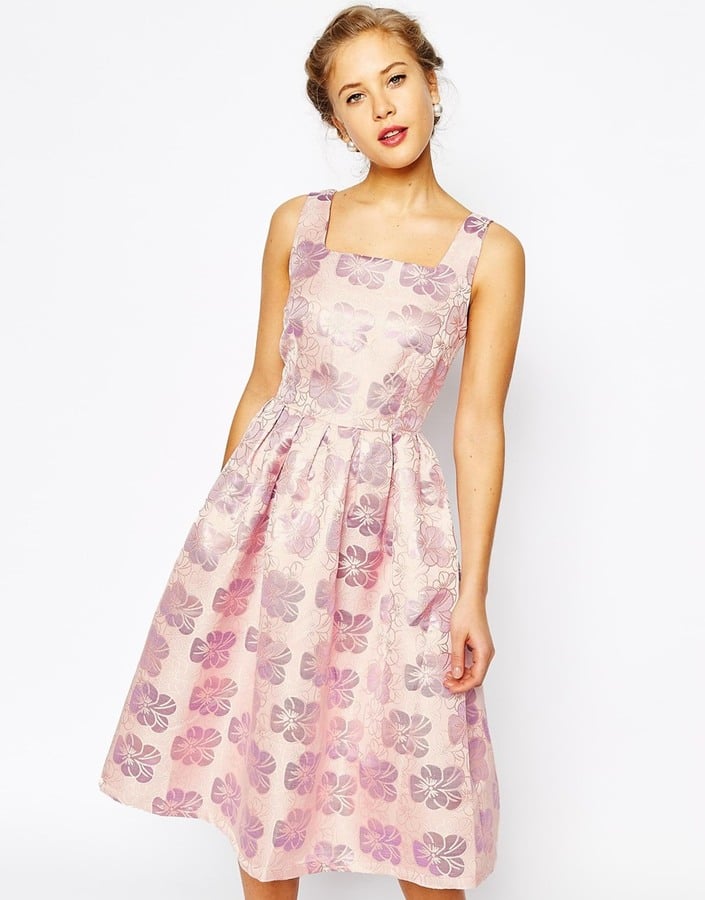 True Decadence Floral Jacquard Pleated Midi Skater Dress