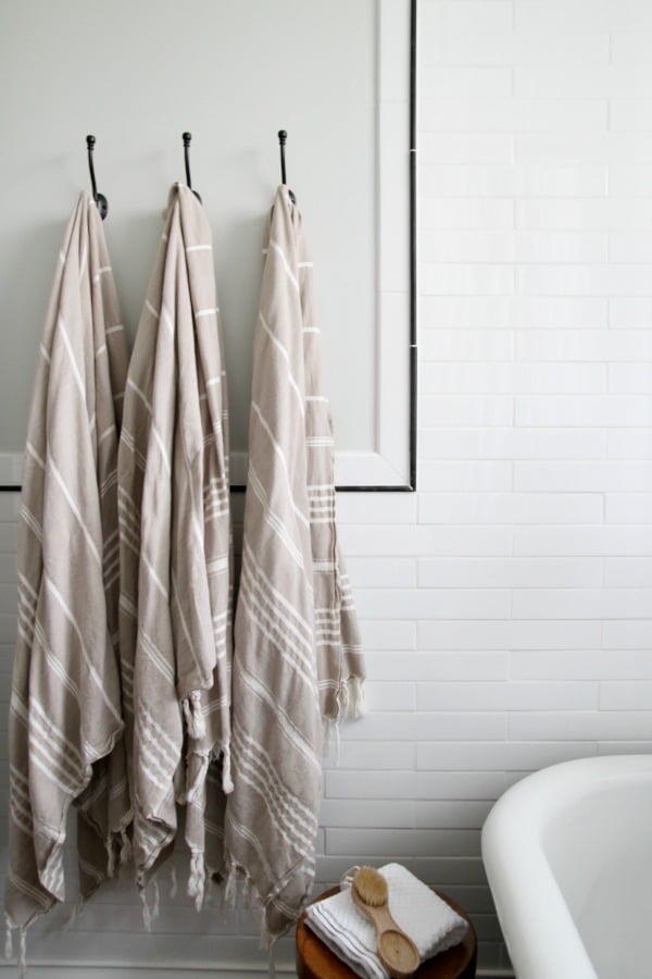 Replace the towel bar with hooks