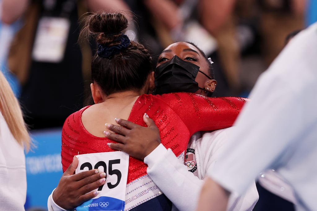 Simone Biles Cheers on Her Olympic Teammates During Finals