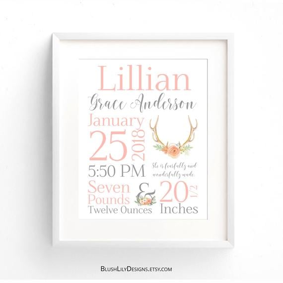 Printable Canvas Print Boho Floral Baby Sign