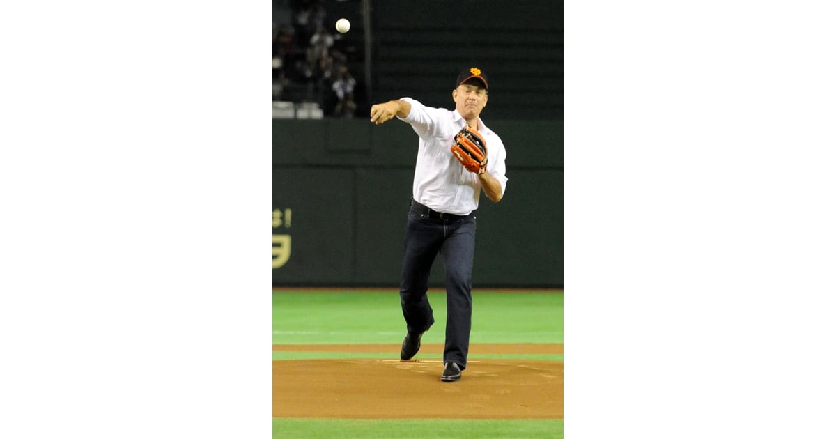 Tom Hanks hit the mound to throw out the first pitch for a Stars