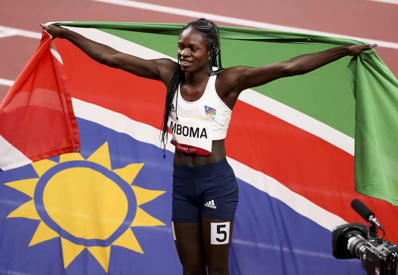 Christine Mboma Celebrates Winning Silver in the Women's 200m at the 2021 Olympics