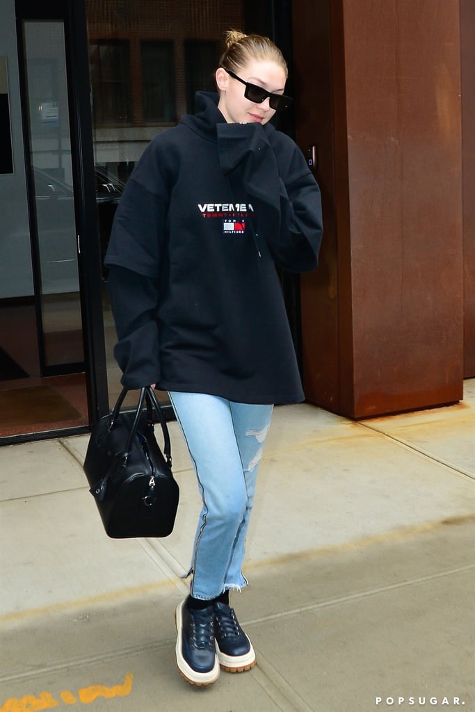 Gigi Hadid's Black Monogrammed Bag