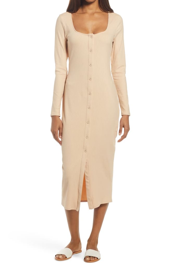 Fourteenth Place Square Neck Long Sleeve Midi Dress