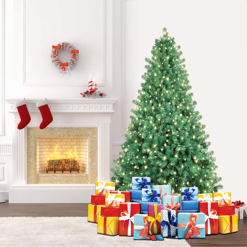 SHareconn 6.5ft Pre-Lit Premium Artificial Spruce Hinged Christmas Tree
