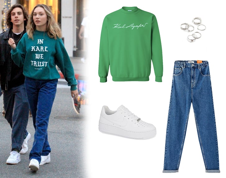 Maddie Ziegler's Green "In Karl We Trust" Vintage Sweatshirt