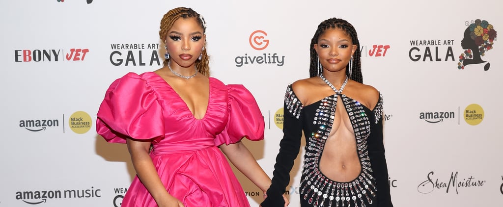 Chloe and Halle Bailey Pose Together in Plunging, High-Slit and Cutout Gowns