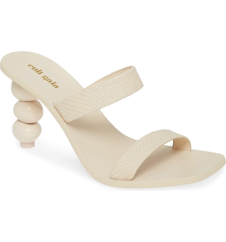 Cult Gaia Meta Snake Embossed Slide Sandals