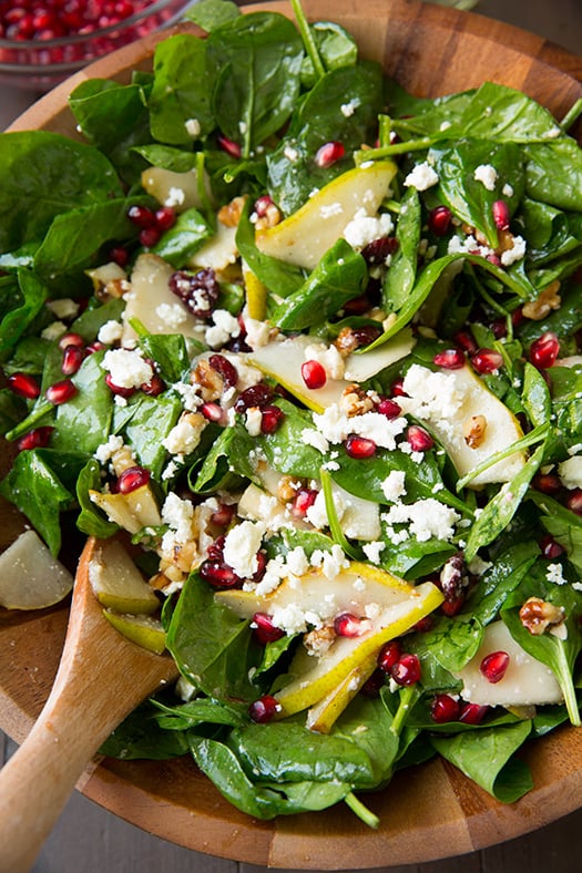 Pear, Pomegranate and Spinach Salad