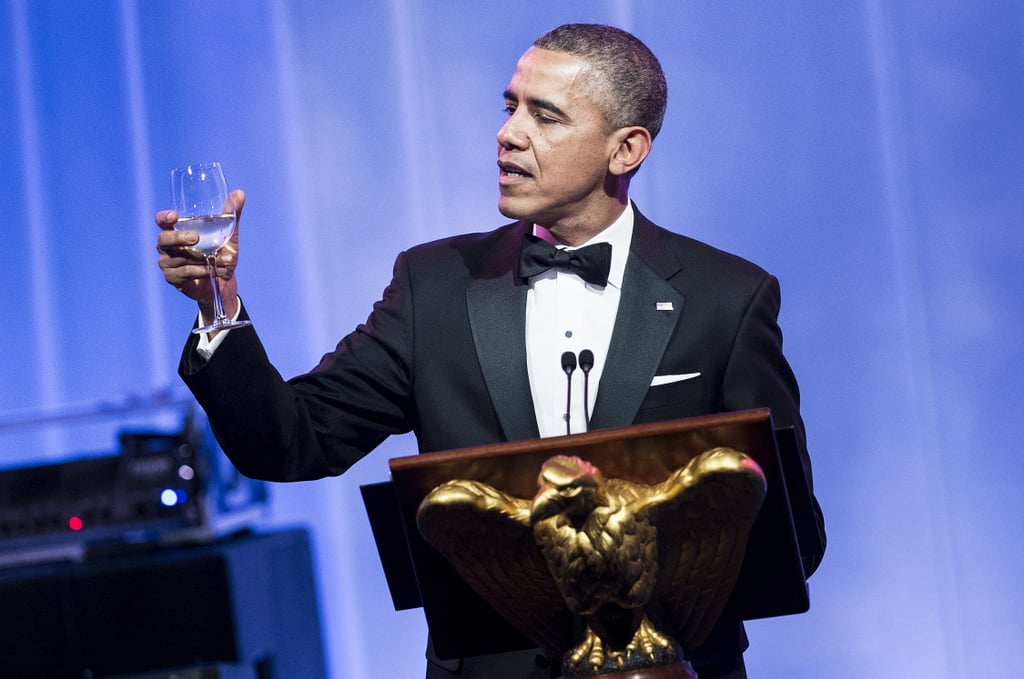 Obama toasted with water.