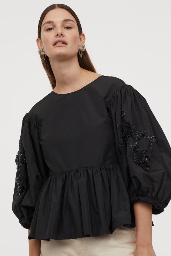 H&M Sequinappliquéd Blouse H&M Conscious Collection Spring 2020