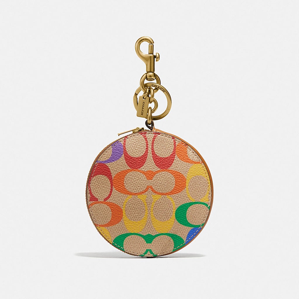 Coach Coin Case Bag Charm in Rainbow Signature Canvas | Coach&#39;s We C You LGBTQ+ Pride Collection ...