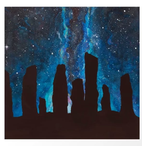 A Craigh Na Dun Standing Stones Watercolor